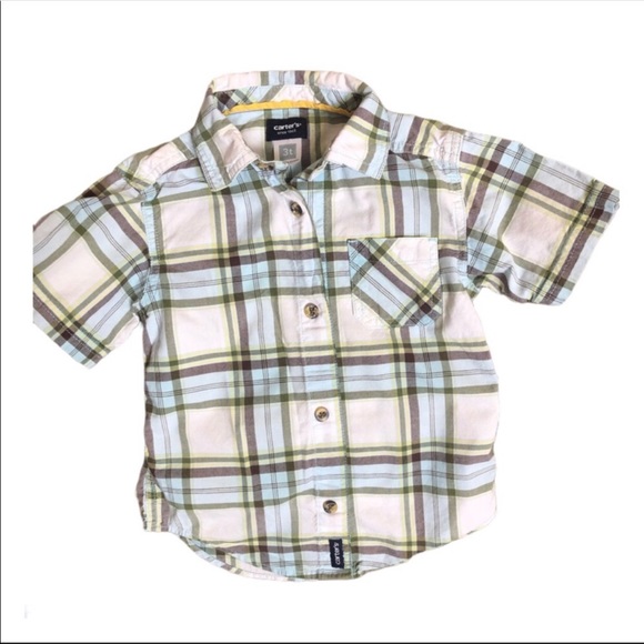 🛍Carter’s button down plaid shirt - Size 3T - Picture 1 of 6